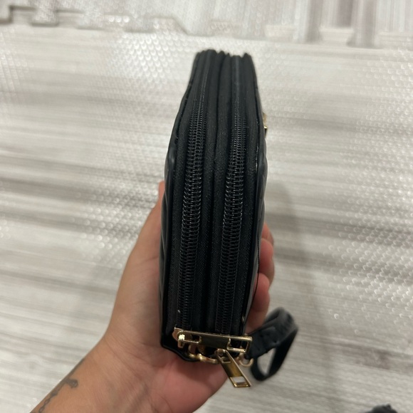 NWOT Black Leather Ribbed Crossbody Hand Bag With Wallet - Picture 12 of 12